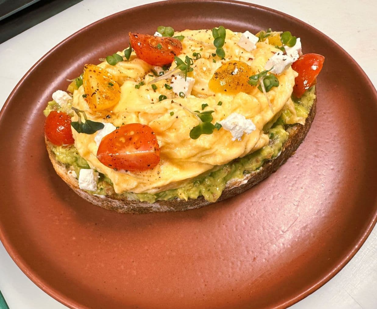 Avo Toast with Scrambled Egg image