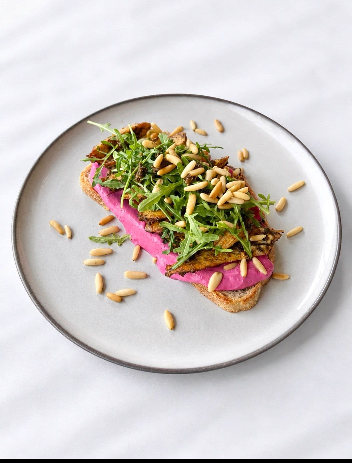 Chicken Tapenade on Beetroot Tahini Toas image